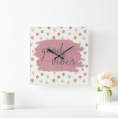 Zachte Deco IV | Good Vibes Vierkante Klok (Huis)