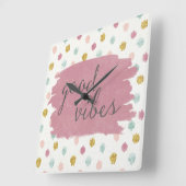 Zachte Deco IV | Good Vibes Vierkante Klok (Hoek)