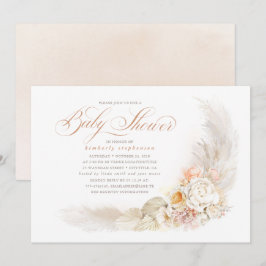 Zachte deegvloerbloemen en Baby shower van Pampas Kaart