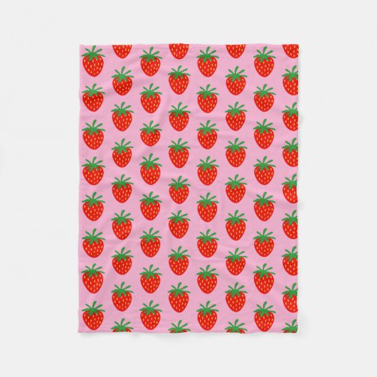 Zachte deken met leuk patroon van rode aardbeien (Voorkant)