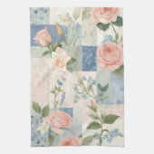 Zachte delicate bloemen roze en blauwe patchwork theedoek (Verticaal)