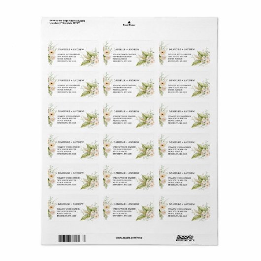 Zachte delicate pampas gras bruiloft etiket (Full Sheet)