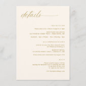 Zachte Delicate Romantische Gouden Crème Bruiloft  Informatiekaartje (Voorkant)