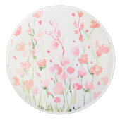 Zachte delicate roze en groene Waterverf Keramische Knop (Voorkant)