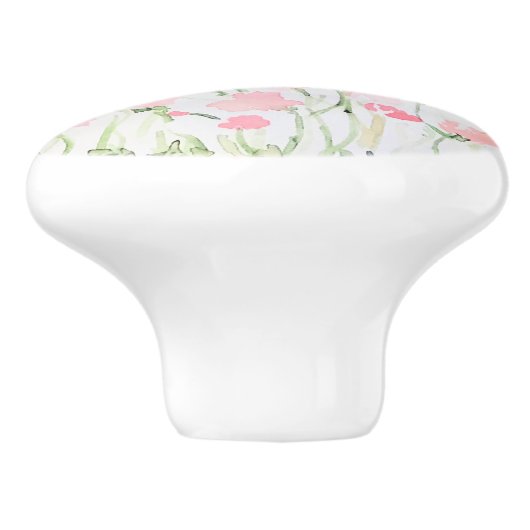 Zachte delicate roze en groene Waterverf Keramische Knop (Zijkant)
