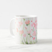 Zachte delicate roze en groene Waterverf Koffiemok (Voorkant links)