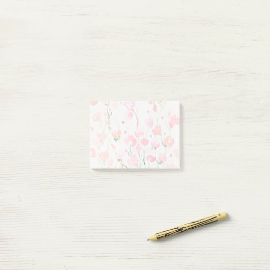 Zachte delicate roze en groene Waterverf Post-it® Notes (Op bureau)