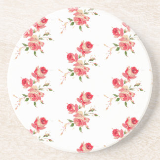 Zachte delicate roze en rode rozen Elegante bloeme Zandsteen Onderzetter