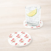 Zachte delicate roze en rode rozen Elegante bloeme Zandsteen Onderzetter (Zijkant)