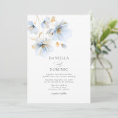 Zachte Delicate Stoffig Blauw Goud Wildbloemen Bru Kaart (Staand voorkant)