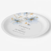 Zachte Delicate Stoffig Blauw Goud Wildbloemen Bru Papieren Bordje (Gekanteld)