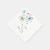 Zachte Delicate Stoffig Blauw Goud Wildbloemen Bru Servet (Hoek)