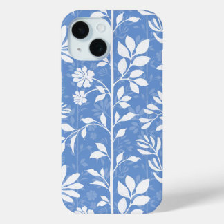 Zachte Denim Blauwe Bloemrijke Poëtische Botanisch iPhone 15 Case