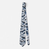 Zachte Denim Blauwe Waterverf Plissé's Stropdas (Voorkant)