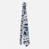 Zachte Denim Blauwe Waterverf Plissé's Stropdas (Achterkant)