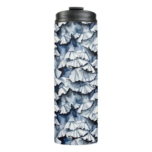Zachte Denim Blauwe Waterverf Plissé's Thermosbeker (Voorkant)
