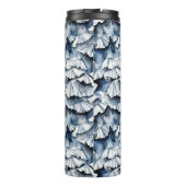 Zachte Denim Blauwe Waterverf Plissé's Thermosbeker (Achterkant)
