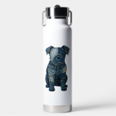 Zachte denim patchwork kunst hond T-shirt Waterfles (Voorkant)