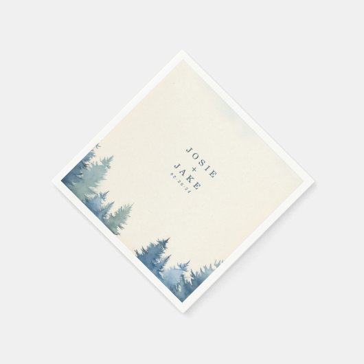 Zachte dennenbomen bruiloft servet (Hoek)
