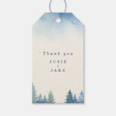 Zachte dennenbomen huwelijksgunstlabel cadeaulabel (Voorkant)