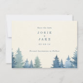 Zachte dennenbomen redden de datum save the date (Voorkant)