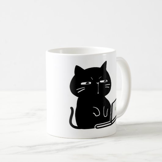 Zachte dikke zwarte kat koffiemok (Voorkant rechts)
