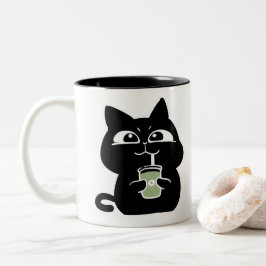 Zachte dikke zwarte kat koffiemok tweekleurige koffiemok