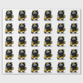 Zachte dikke zwarte kat sticker cadeaupapier (Vlak)