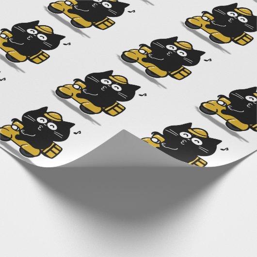 Zachte dikke zwarte kat sticker cadeaupapier (Hoek)