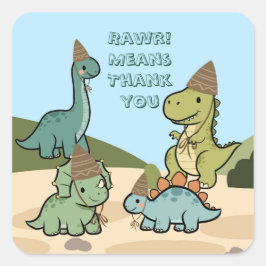 Zachte Dinosaurus Feest Favor Sticker 