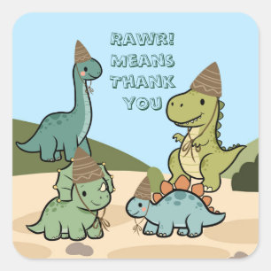 Zachte Dinosaurus Feest Favor Sticker 