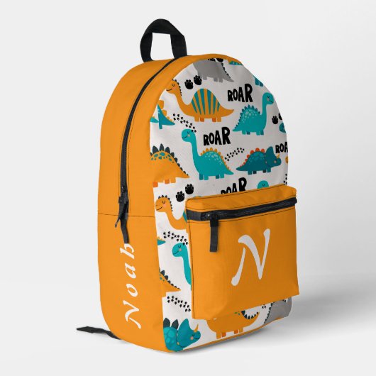 Zachte Dinosaurus Patroon Aangepaste Monogram Naam Bedrukte Rugzak (Achterkant Hoek Links)