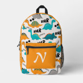 Zachte Dinosaurus Patroon Aangepaste Monogram Naam Bedrukte Rugzak (Voorkant)