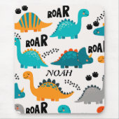Zachte Dinosaurus Patroon Aangepaste Monogram Naam Muismat (Voorkant)
