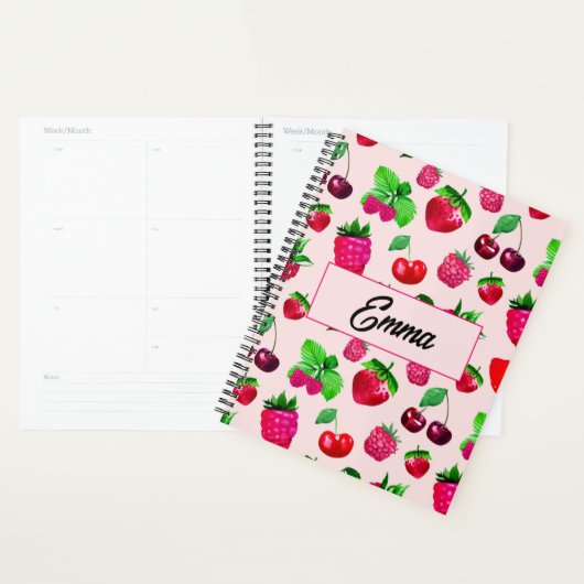 Zachte Dinosaurus Patroon Aangepaste Monogram Naam Planner (Display)