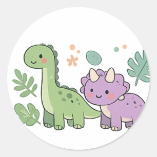 Zachte dinostickers ronde sticker