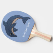 Zachte donkere blauwe witte dolfijn, pomppositie tafeltennisbatje (Zijkant)