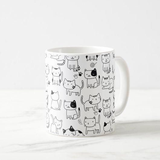 Zachte Doodlekatten Patroon Koffiemok (Voorkant rechts)