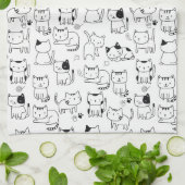 Zachte Doodlekatten Patroon Theedoek (Gevouwen)