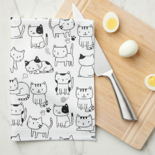 Zachte Doodlekatten Patroon Theedoek