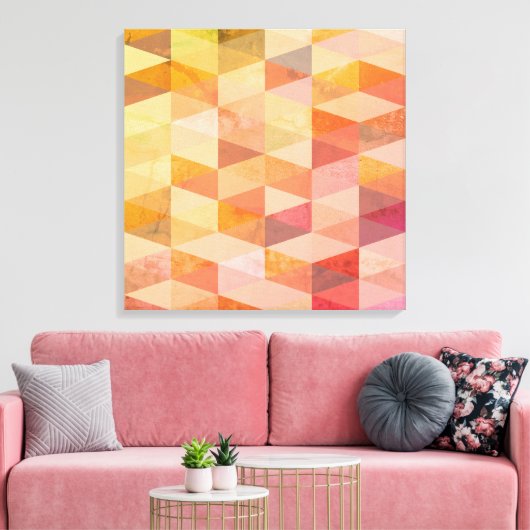 Zachte Driehoek Geometrisch Patroon Canvas Afdruk (Insitu (Woonkamer))