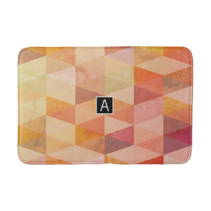 Zachte Driehoek Geometrisch Patroon Met Monogram Badmat