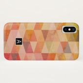 Zachte Driehoek Geometrisch Patroon | Met Monogram Case-Mate iPhone Case (Achterkant (horizontaal))