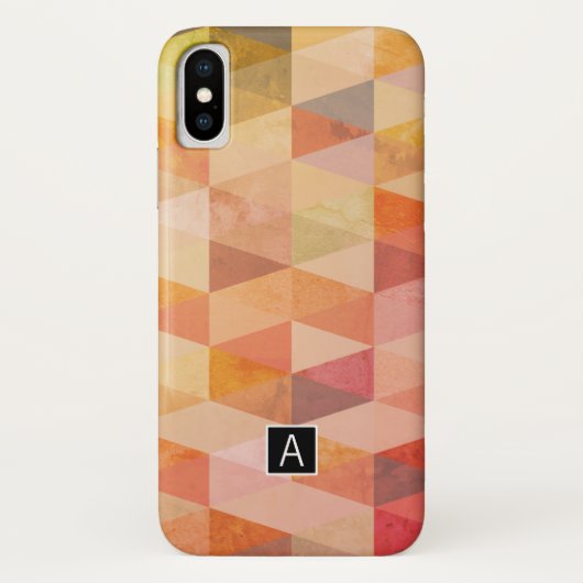 Zachte Driehoek Geometrisch Patroon | Met Monogram Case-Mate iPhone Case (Achterkant)