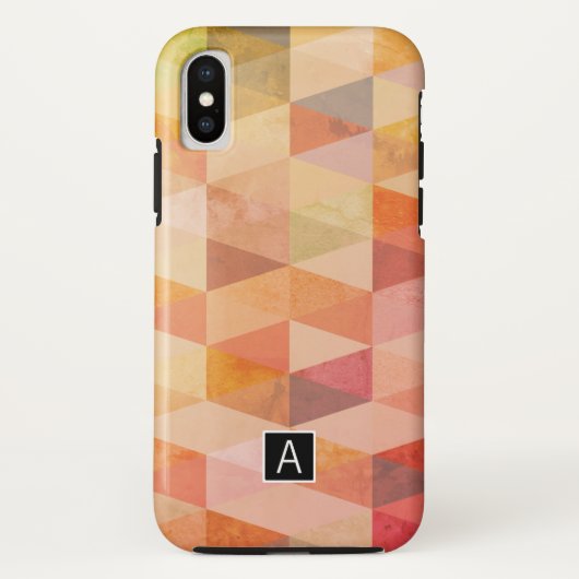 Zachte Driehoek Geometrisch Patroon | Met Monogram Case-Mate iPhone Case (Achterkant)