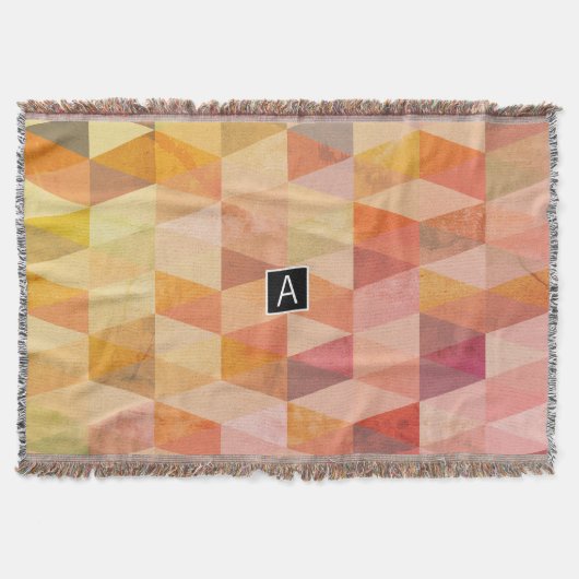 Zachte Driehoek Geometrisch Patroon | Met Monogram Deken (Voorkant)