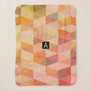 Zachte Driehoek Geometrisch Patroon Met Monogram Sherpa Deken