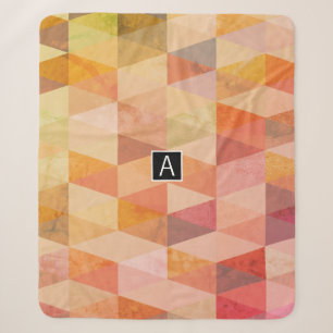 Zachte Driehoek Geometrisch Patroon Met Monogram Sherpa Deken
