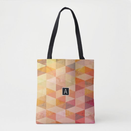 Zachte Driehoek Geometrisch Patroon | Met Monogram Tote Bag (Voorkant)