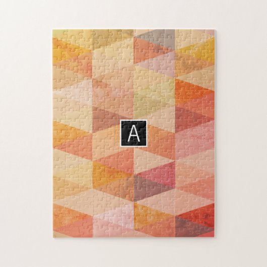 Zachte Driehoek Geometrisch Patroon | Monogram Legpuzzel (Verticaal)